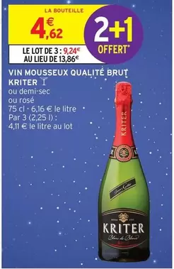 Kriter - Vin Mousseux Qualité Brut offre à 4,62€ sur Intermarché Express