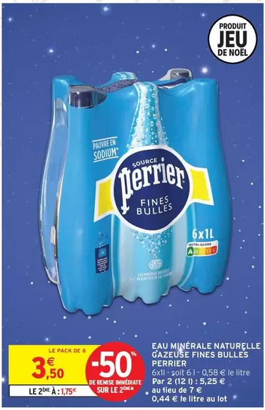 Perrier - Eau Minerale Naturelle Gazeuse Fines Bulles offre à 3,5€ sur Intermarché Express