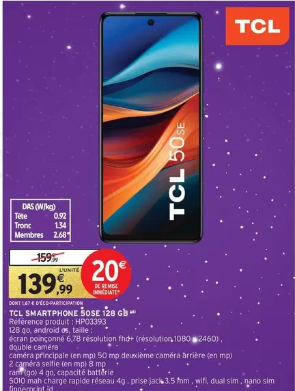 TCL - Smartphone  2GB offre à 139,99€ sur Intermarché Express