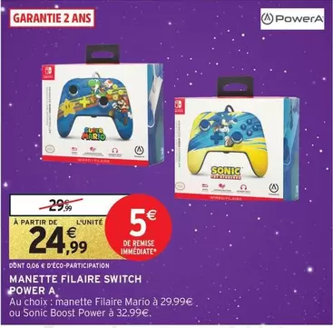 Switch - Manette Filaire  Power A offre à 24,99€ sur Intermarché Express