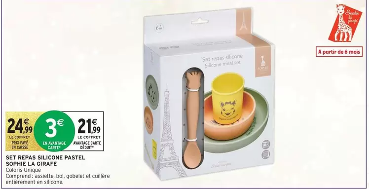 Sophie la girafe - Set Repas Silicone Pastel offre à 21,99€ sur Intermarché Express