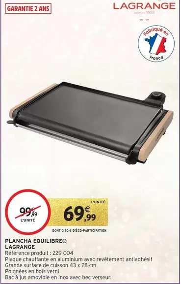 Lagrange - Plancha Equilibrée offre à 69,99€ sur Intermarché Express