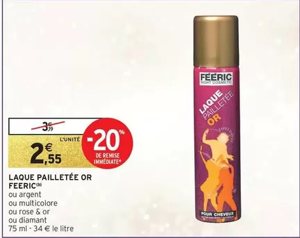 Laque Pailletée Or offre à 2,55€ sur Intermarché Express