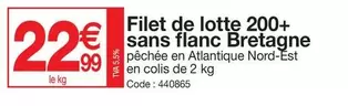 Filet De Lotte 200+ Sans Blanc Bretagne offre à 22,99€ sur Promocash