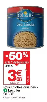 Pois Chiches Cuisinés offre à 3,68€ sur Promocash