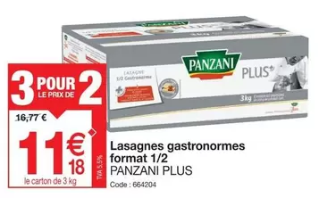 Panzani - Lasagnes Gastronormes Format 1/2 offre à 11,18€ sur Promocash