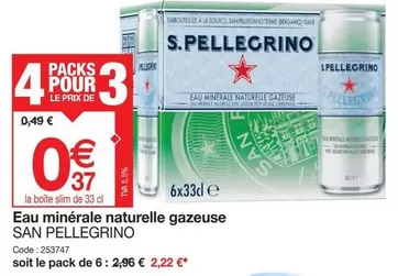 San Pellegrino - Eau Minérale Naturelle Gazeuse offre à 0,37€ sur Promocash