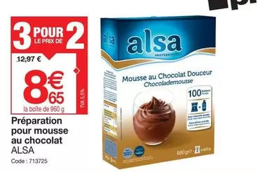 Alsa - Préparation Pour Mousse Au Chocolat offre à 8,65€ sur Promocash