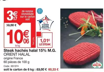 Steak Nachés Halal 15% M.G. offre à 10,06€ sur Promocash