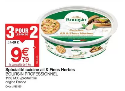 Boursin - Spécialité Cuisine Ail & Fines Herbes offre à 9,79€ sur Promocash