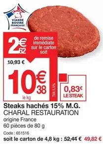 Charal - Steaks Hachés 15% M.g. offre à 10,38€ sur Promocash