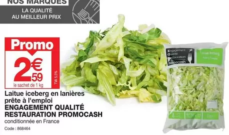 Promo - Laitue Iceberg En Lanieres Prête À L'emploi Engagment Qualité Restauration cash offre à 2,59€ sur Promocash