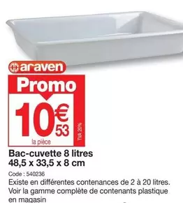 Bac-cuvette 8 Litres 48,5 X 33,5 X 8 Cm offre à 10,53€ sur Promocash