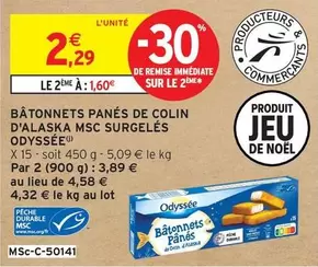 Odyssée - Bâtonnets Panés De Colin D'alaska Msc Surgelés offre à 2,29€ sur Intermarché Contact