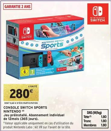 Nintendo - Console Switch Sports offre à 280€ sur Intermarché Contact