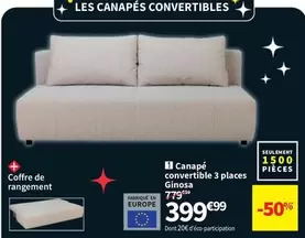 Canapé Convertible 3 Places Ginosa offre à 399,99€ sur Conforama