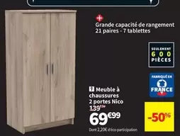 Meuble À Chaussures 2 Portes Nico offre à 69,99€ sur Conforama