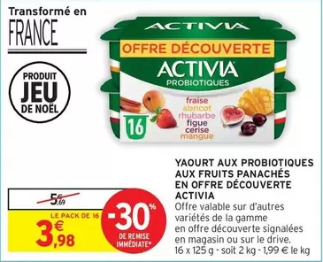 Activia - Yaourt Aux Probiotiques Aux Fruits Panachés En Offre Découverte offre à 3,98€ sur Intermarché