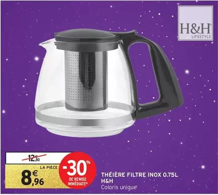 Théière Filtre Inox 0.75l offre à 8,96€ sur Intermarché