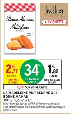 Bonne maman - La Madeleine Pur Beurre X 12 offre à 2,77€ sur Intermarché