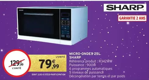 Sharp - Micro-ondes 25l offre à 79,99€ sur Intermarché