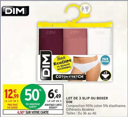 Dim - Lot De 3 Slip Ou Boxer offre à 12,99€ sur Intermarché