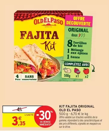 Old El Paso - Kit Fajita Original offre à 3,35€ sur Intermarché