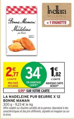 Bonne maman - La Madeleine Pur Beurre X 12 offre à 2,77€ sur Intermarché