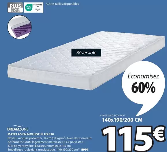 Matelas En Mousse Plus F50 offre à 115€ sur JYSK