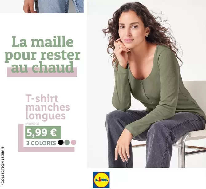 Maille - T-shirt Manches Longues offre à 5,99€ sur Lidl