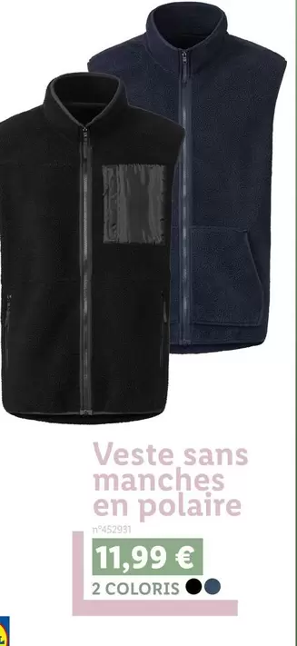 Veste Sans Manches En Polaire offre à 11,99€ sur Lidl