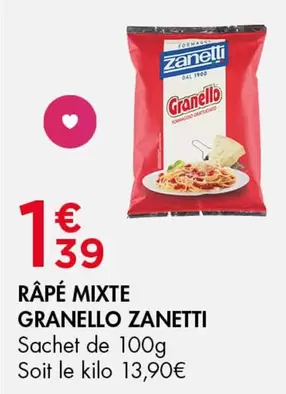 Zanetti - Râpé Mixte offre à 1,39€ sur Leader Price