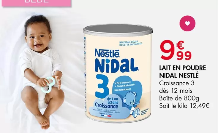 Nestlé - Lait En Poudre Nidal offre à 9,99€ sur Leader Price