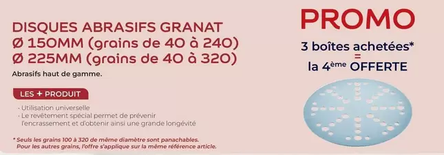 Disques Abrasifs Granat 150mm (Grains De 40 O 240) Ø 225mm (Grains De 40 O 420) offre sur Sikkens Solution