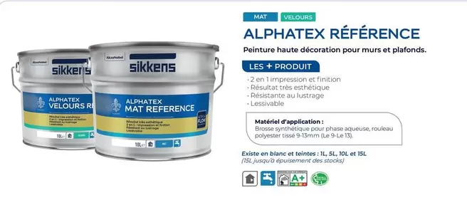 Alphatex Reference offre sur Sikkens Solution