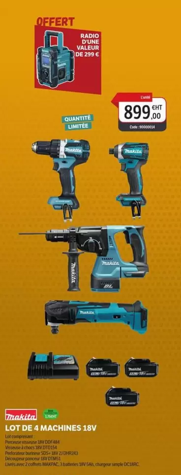 Makita - Tde 4 Machines 18v offre à 899€ sur DomPro