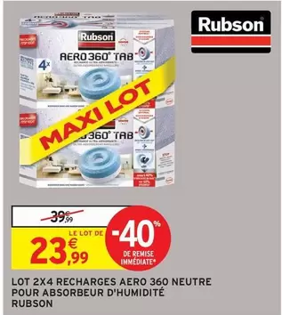 Rubson - Lot 2x4 Recharges Aero 360 Neutre Pour Absorbeur D'humidité offre à 23,99€ sur Intermarché Hyper