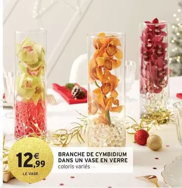 Branche De Cymbidium Dans Un Vase En Verre offre à 12,99€ sur Intermarché Hyper