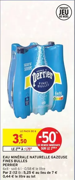 Perrier - Eau Minérale Naturelle Gazeuse Fines Bulles offre à 3,5€ sur Intermarché Hyper