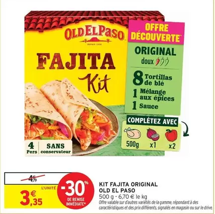 Old El Paso - Kit Fajita Original offre à 3,35€ sur Intermarché Hyper