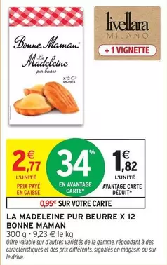 Bonne maman - La Madeleine Pur Beurre X 12 offre à 1,82€ sur Intermarché Hyper