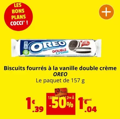 Oreo - Biscuits Fourrés À La Vanille Double Crème offre à 1,39€ sur Coccinelle Express