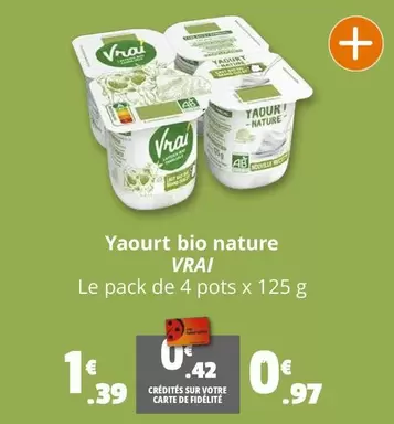 Yaourt Bio Nature offre à 1,39€ sur Coccinelle Express