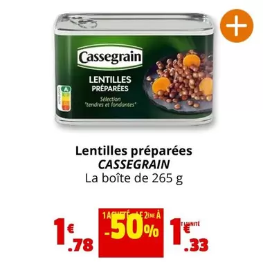 Cassegrain - Lentilles Préparées offre à 1,78€ sur Coccinelle Express