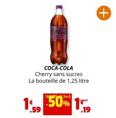 Coca cola - Cherry Sans Sucres offre à 1,59€ sur Coccinelle Express