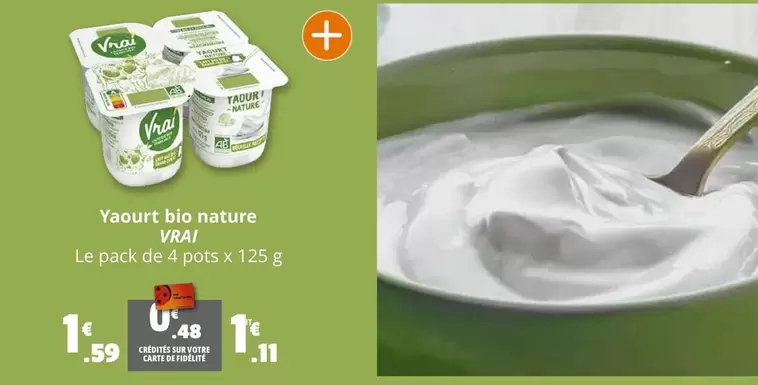 Yaourt Bio Nature offre à 1,59€ sur Coccinelle Express