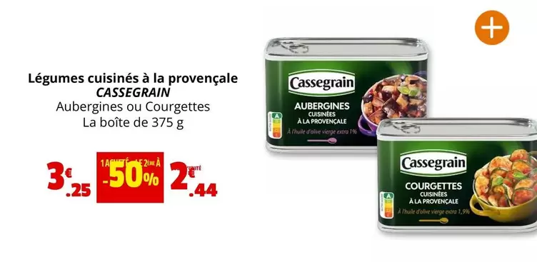 Cassegrain - Légumes Cuisinés À La Provençale offre à 3,25€ sur Coccinelle Supermarché