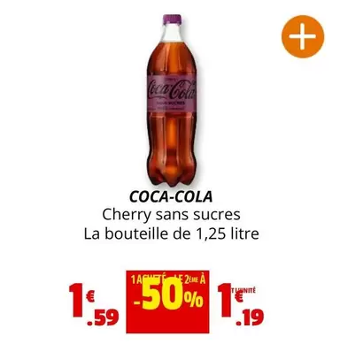 Coca cola - Cherry Sans Sucres offre à 1,59€ sur Coccinelle Supermarché