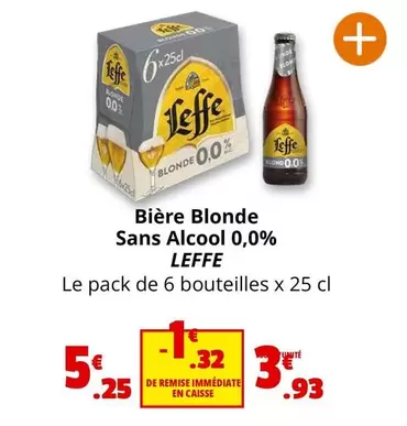 Leffe - Bière Blonde Sans Alcool 0,0% offre à 5,25€ sur Coccinelle Supermarché