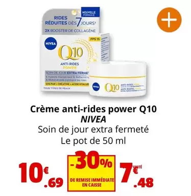 Nivea - Crème Anti-rides Power Q10 offre à 10,69€ sur Coccinelle Supermarché